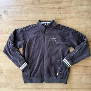 Teddy Fresh Velour Track Jacket Gray Embroidered Logo Striped Trim XL